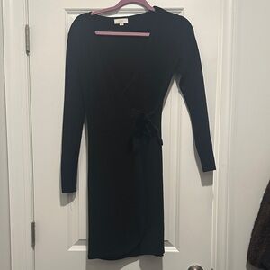 LOFT Black Long Sleeve Wrap Dress